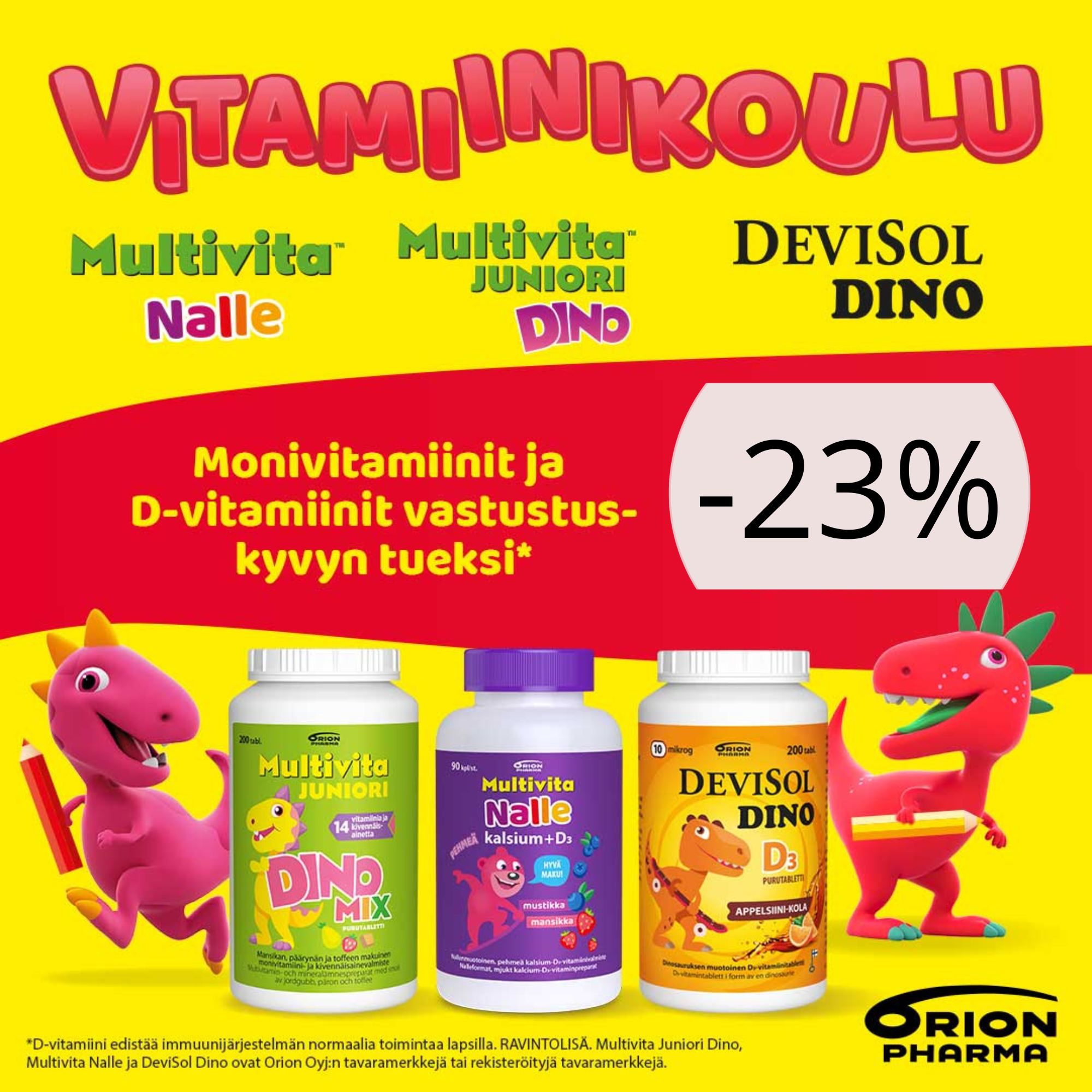 Lasten vitamiinit tarjouksessa elokuun ajan -23% Apteekki Espoonlahti