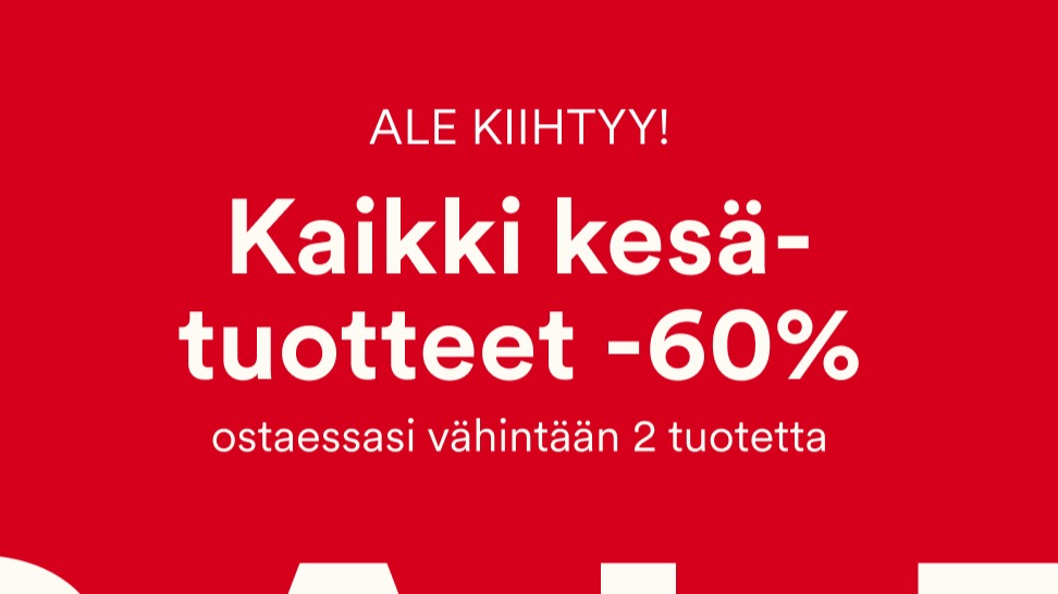Nyt sesongin tuotteet alessa -60%, kun ostat vähintään kaksi tuotetta Hemtex