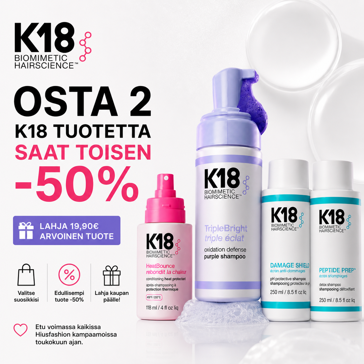 Osta 2 K18hair tuotetta SAAT toisen -50% Hiusfashion
