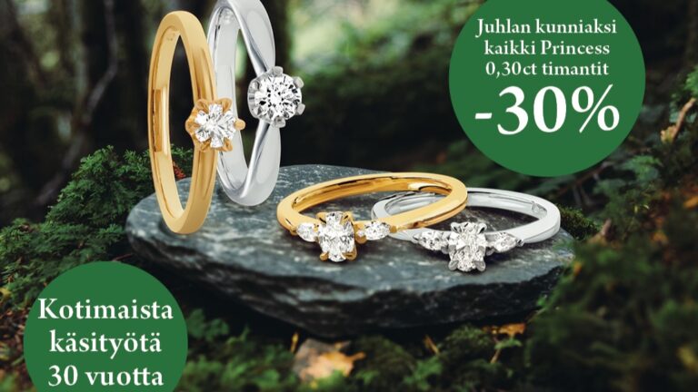 KAIKKI PRINCESS 0,30 CT TIMANTIT -30 %! Kultajousi