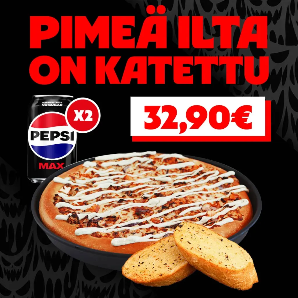 Pimeä ilta on katettu! Pizza Hut Lippulaiva