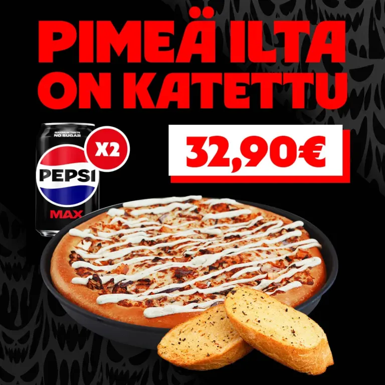 Pimeä ilta on katettu! Pizza Hut Lippulaiva