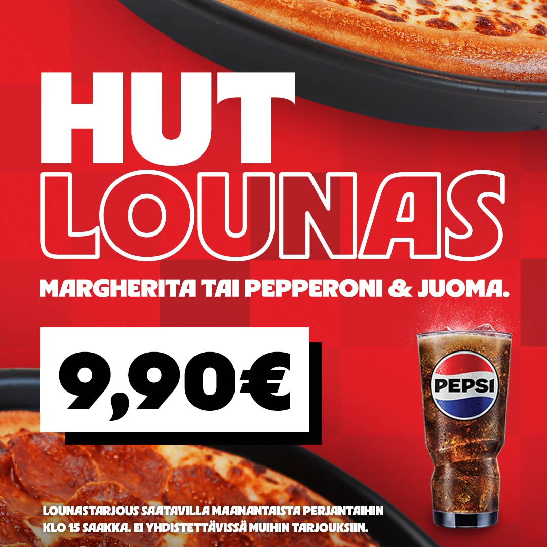 Lounas 9,90 € Pizza Hut Lippulaiva