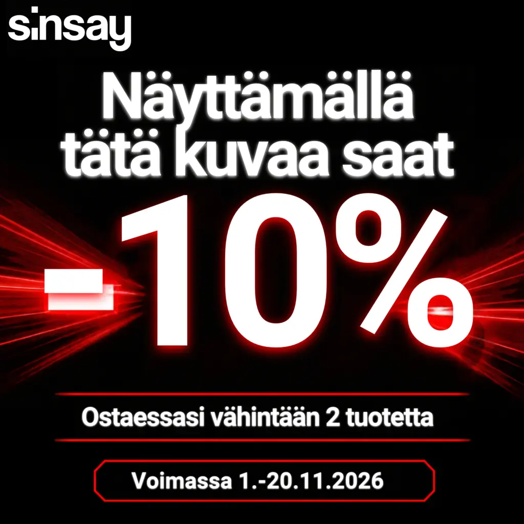 -10% etu Sinsaylle Sinsay