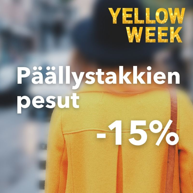 Yellow Week - päällystakkien pesut -15% SOL Pesula